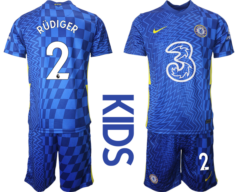 Youth 2021-2022 Club Chelsea FC home blue #2 Nike Soccer Jerseys